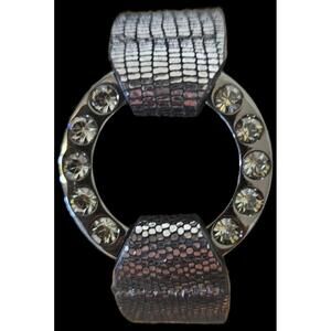 Roberto Mantellassi Swarovski Crystal Black Leather Cuff Bracelets